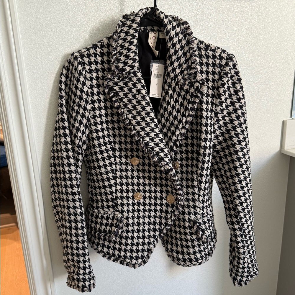 ANTHROPOLOGIE Dolan Black and White Houndstooth Blazer (NWT)